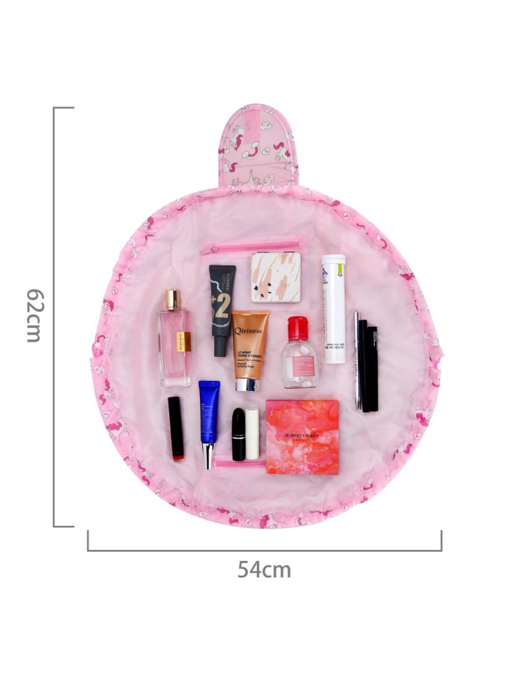 Intirilife One Step Kulturbeutel mit Kordel in ROSA WEISSE PFERDE günstig kaufen onesize