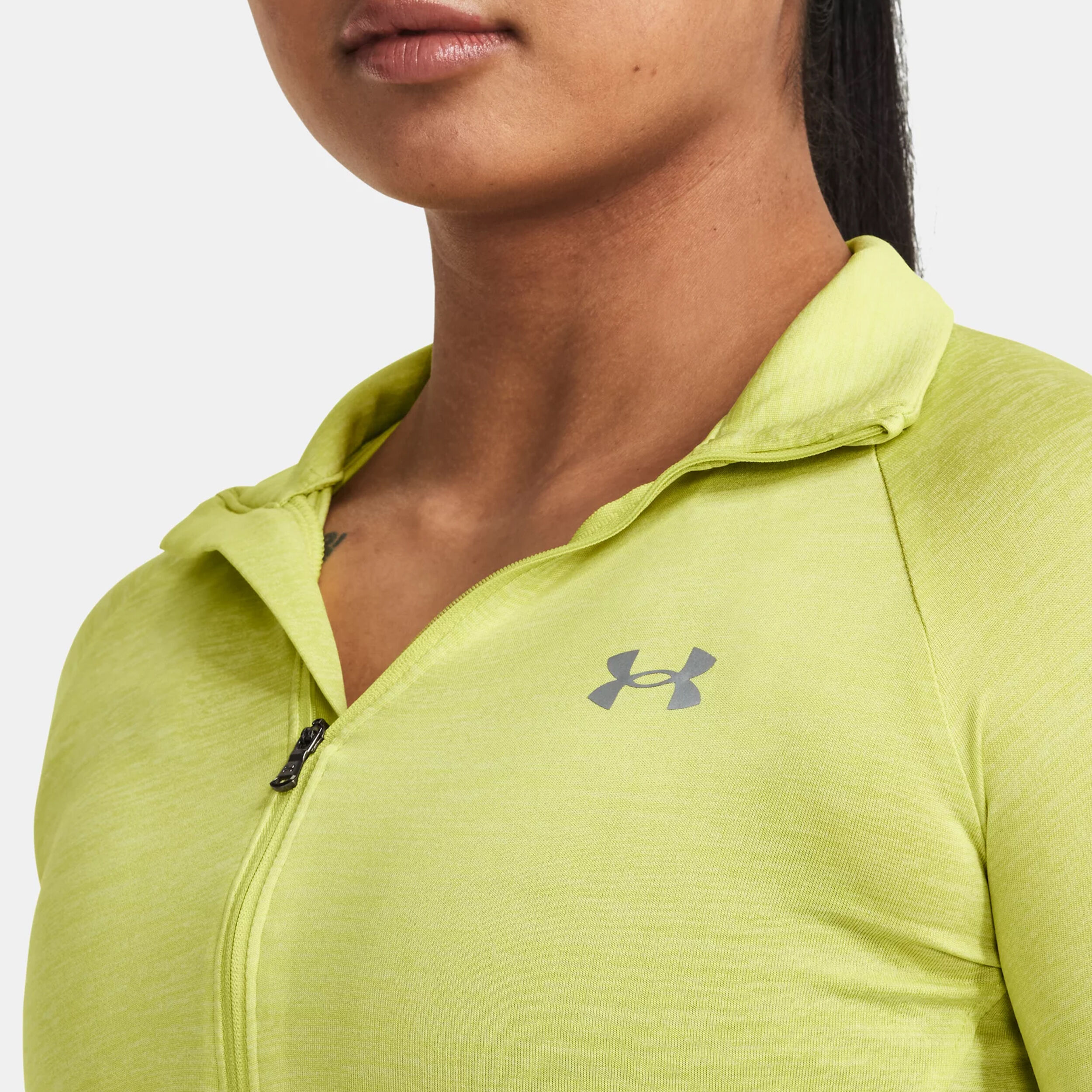 Tech Half-Zip Twist Longsleeve Damen - Neongelb