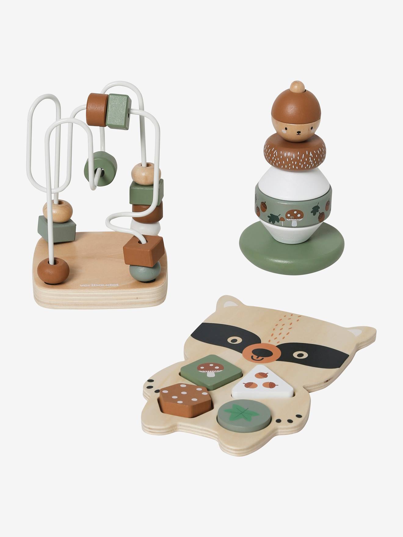 Coffret 3 jeux d'éveil GREEN FOREST en bois FSC® multicolore