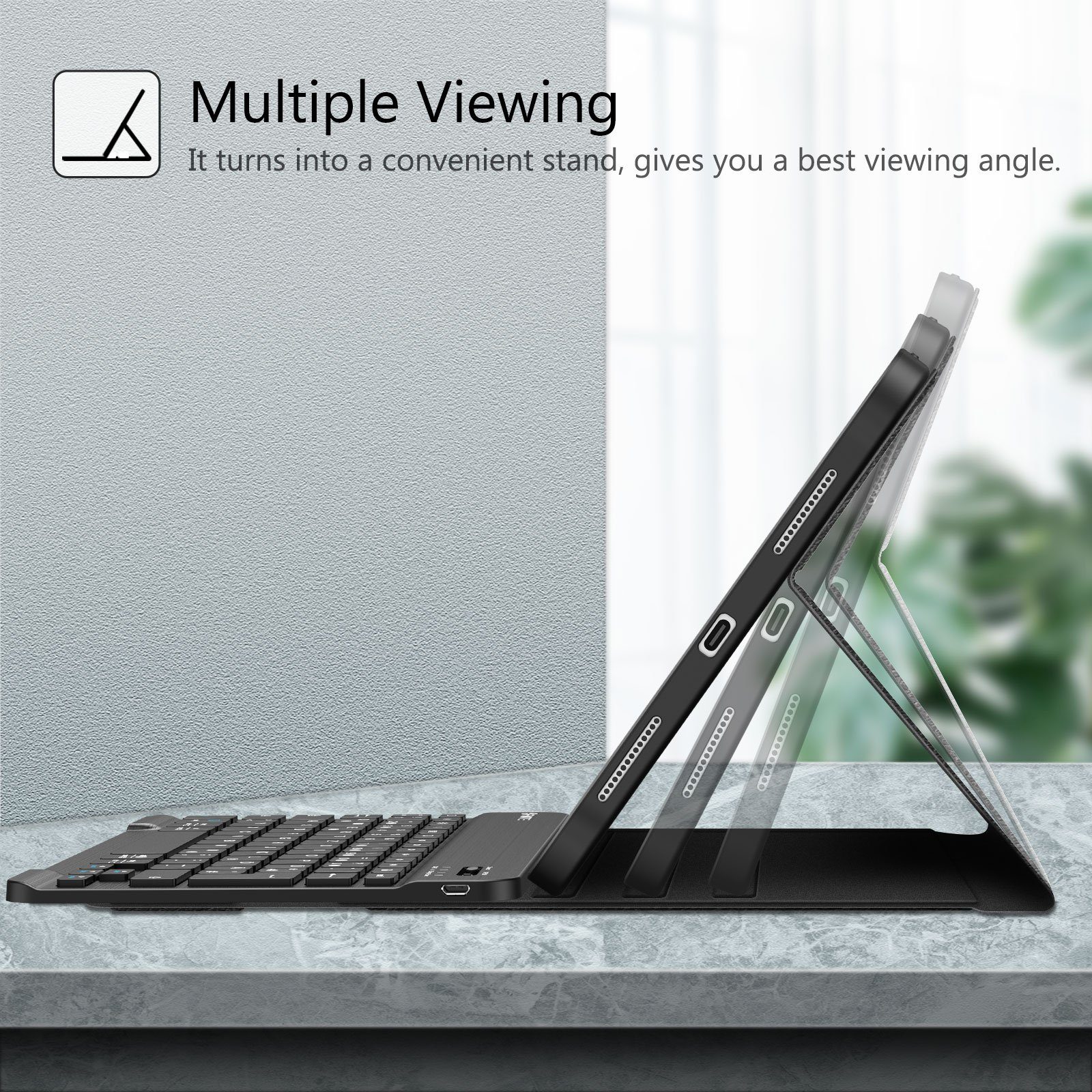 Fintie Tablet-Hülle Tastatur Hülle für iPad 10. Gen 2022 (10.9 Zoll), mit TPU Rückschale, Pencil Halter und magnetisch Abnehmbarer Tastatur mit QWERTZ Layout