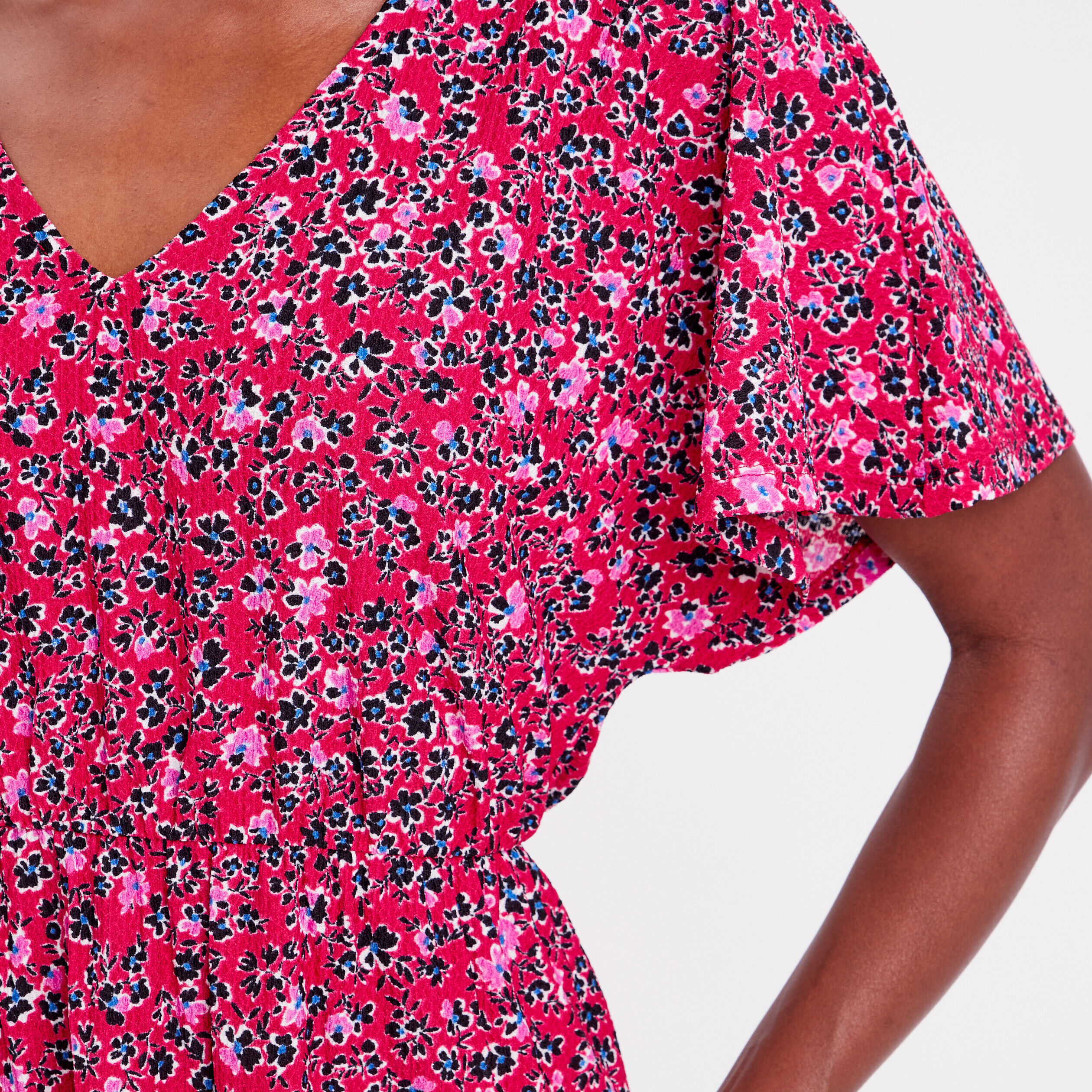 Robe évasée col en V rouge femme | Cache Cache