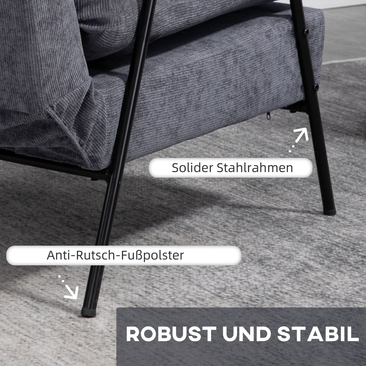 HOMCOM Ohrensessel mit Hocker, Relaxsessel mit neigbarer Rückenlehne, Grau