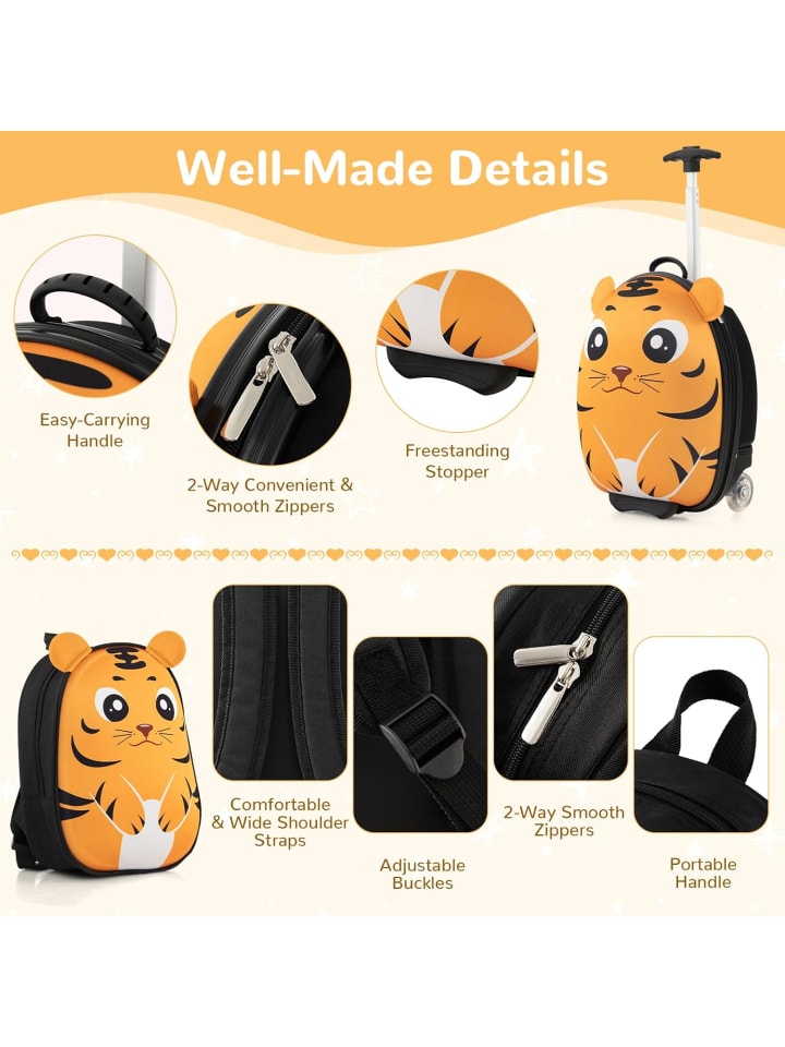 COSTWAY 2 tlg. Kinderkoffer Rucksack in Orange günstig kaufen onesize