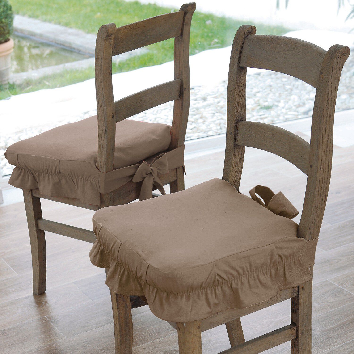 Housse chaise unie volantée coton bachette