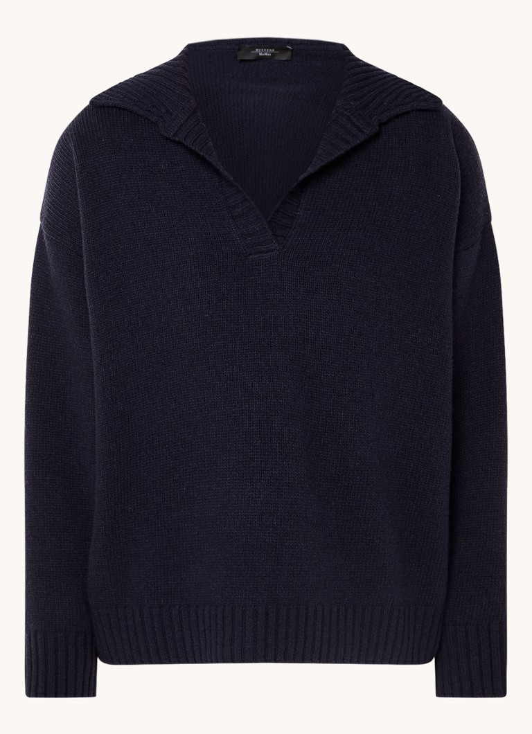 Tricou MaxMara Agre din lână virgină fină, cu decolteu în V.
