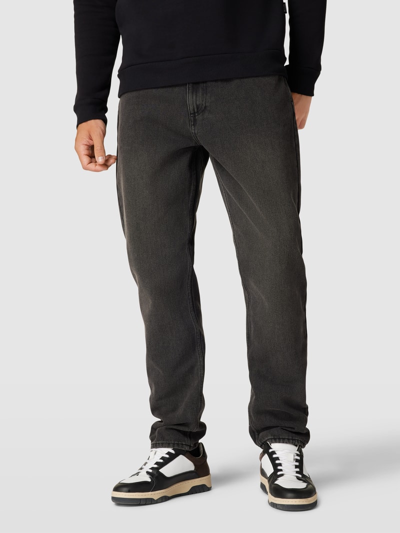Regular Fit Jeans in unifarbenem Design Modell 'Manchester' in dunkelgrau
