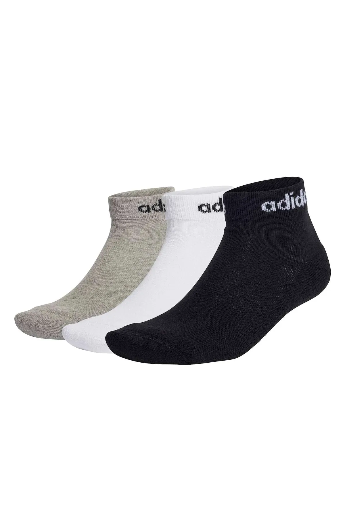 adidas  Unisex Quarter Socken, 3er Pack - Linear Cushioned Ankle, Logo, gepolstert, einfarbig