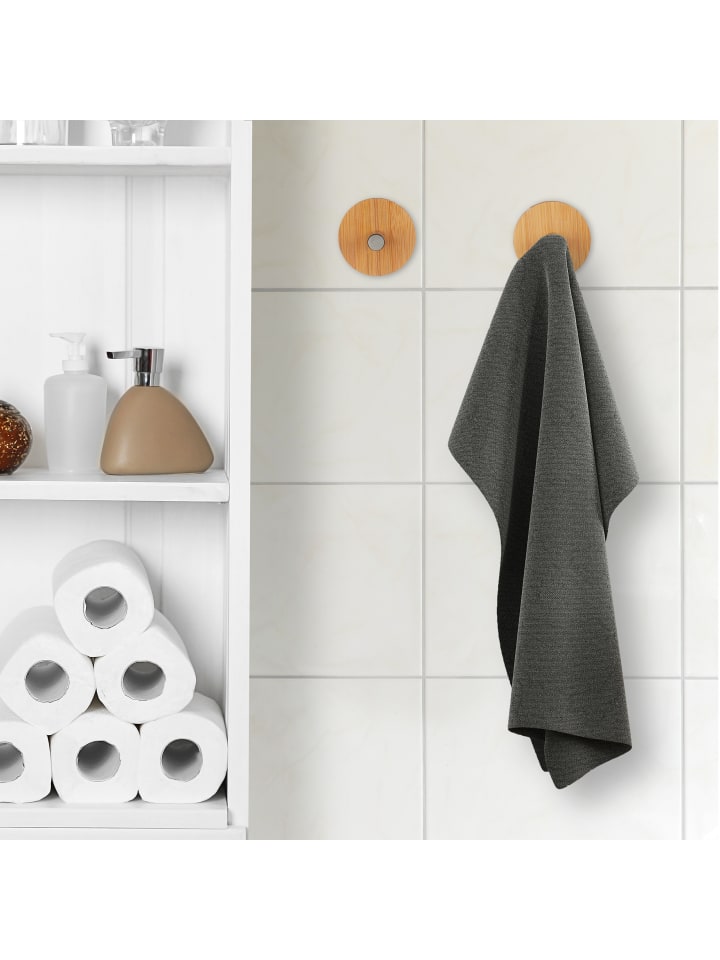 relaxdays Handtuchhaken 4er Set in Natur/Silber günstig kaufen onesize