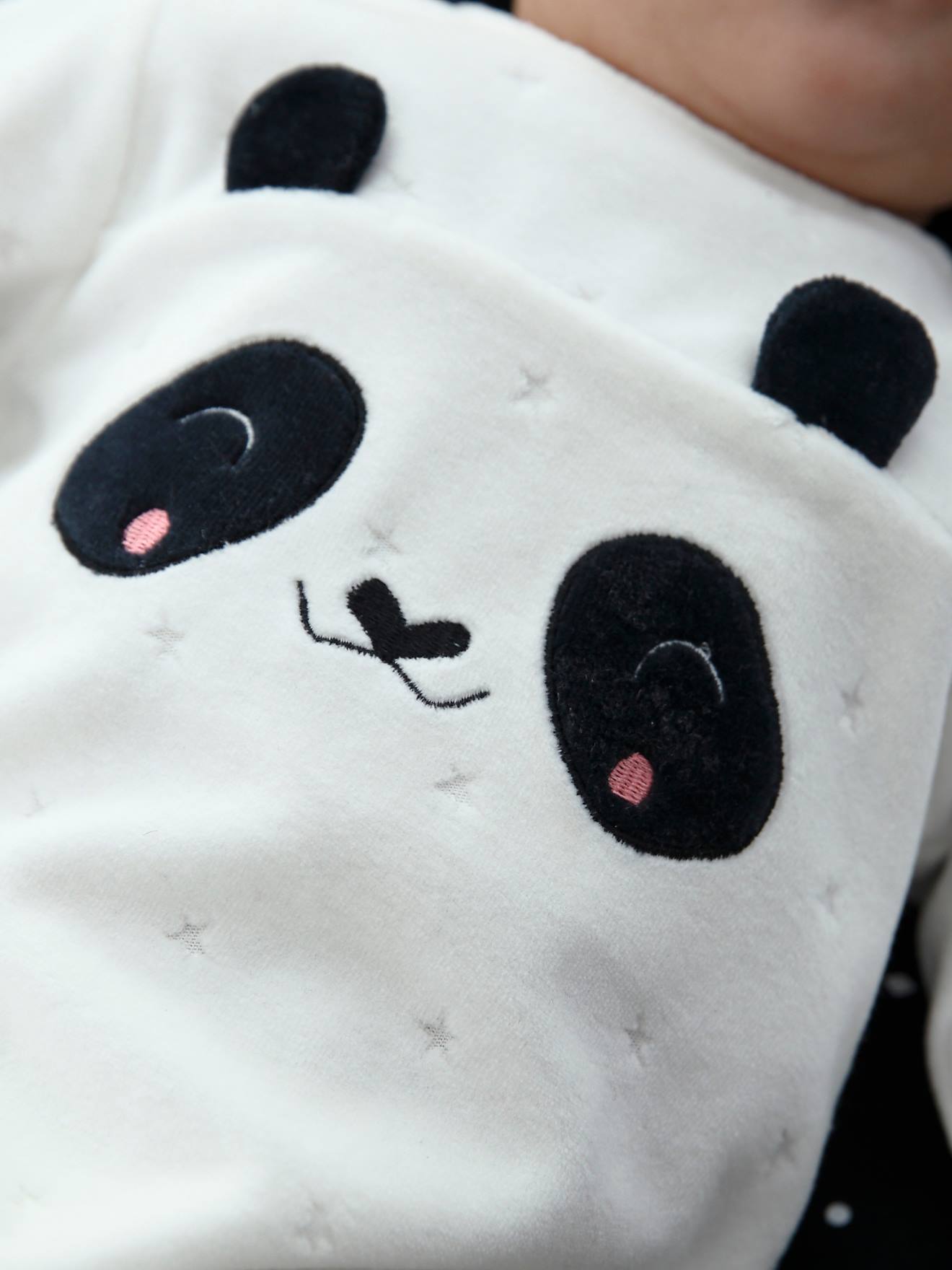 Pyjama bébé en velours ouverture pressionnée dos ivoire