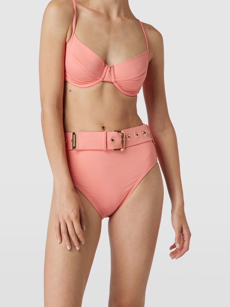 Bikini-Hose mit Label-Detail Modell 'Solids High Waist' in rosé