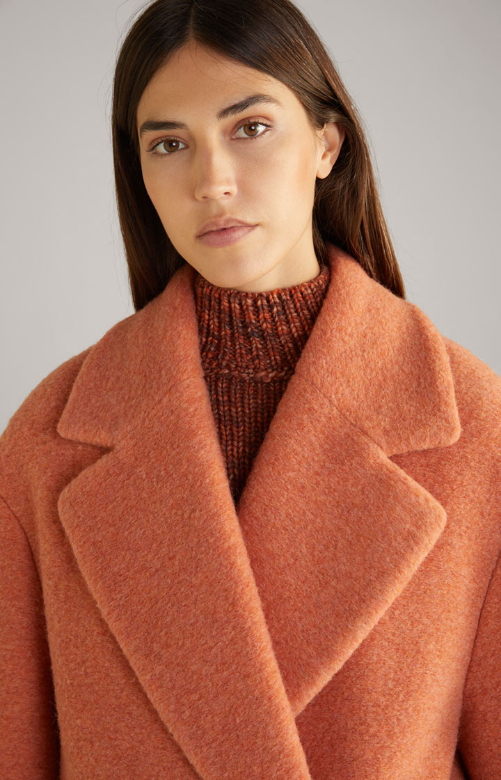 Wool-Blend-Mantel in Terracotta