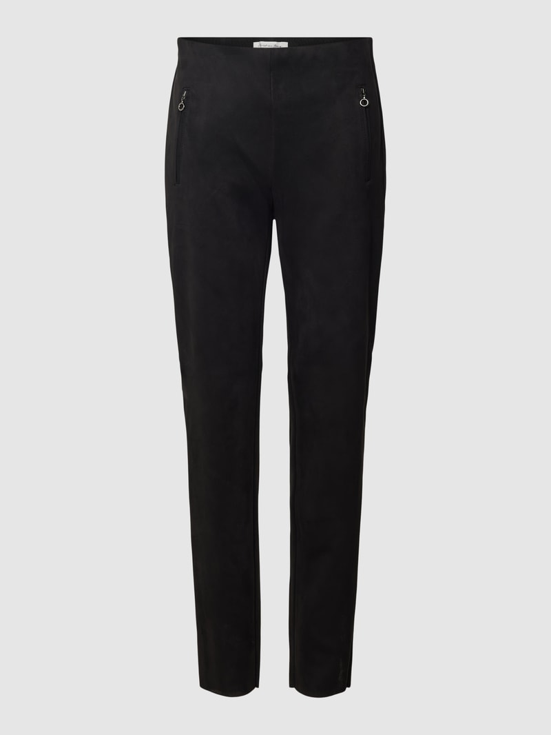 Stoffhose in Velours-Optik in schwarz