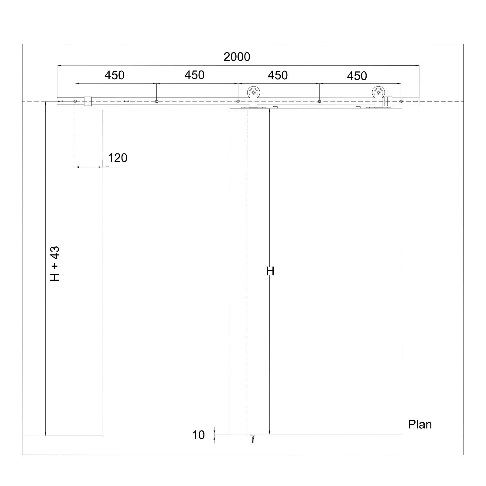 SO-TECH® Schiebetür Schiebetürbeschlag LOUNGE mit Soft-Close schwarz aus Stahl, belastbar bis 100 kg, Komplettset