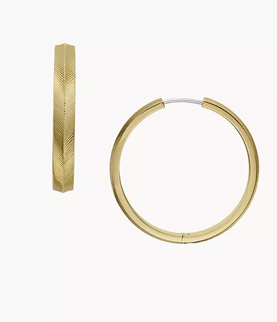 Fossil Creolen-Ohrringe Harlow Linear Texture Edelstahl goldfarben