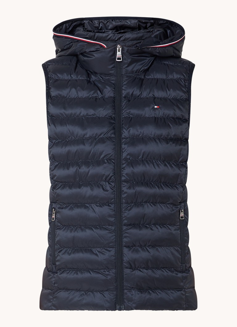 Tommy Hilfiger podstavljeni prsluk s džepovima na patentni zatvarač i kapuljačom