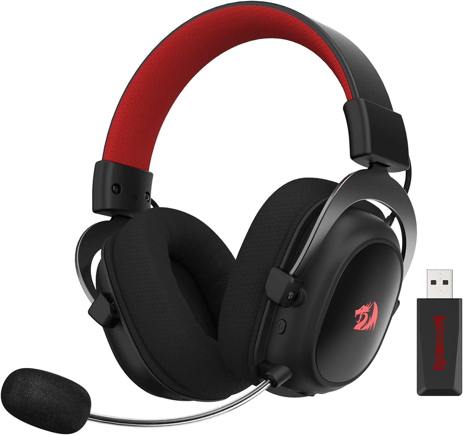 Redragon Redragon H510 Pro Geräuschunterdrückung RGB Kabelloses Gaming-Headset Gaming-Headset (Kabelgebubde, Wireless, Steuerung von Audio und Hintergrundbeleuchtung, 53-mm-Treiber)