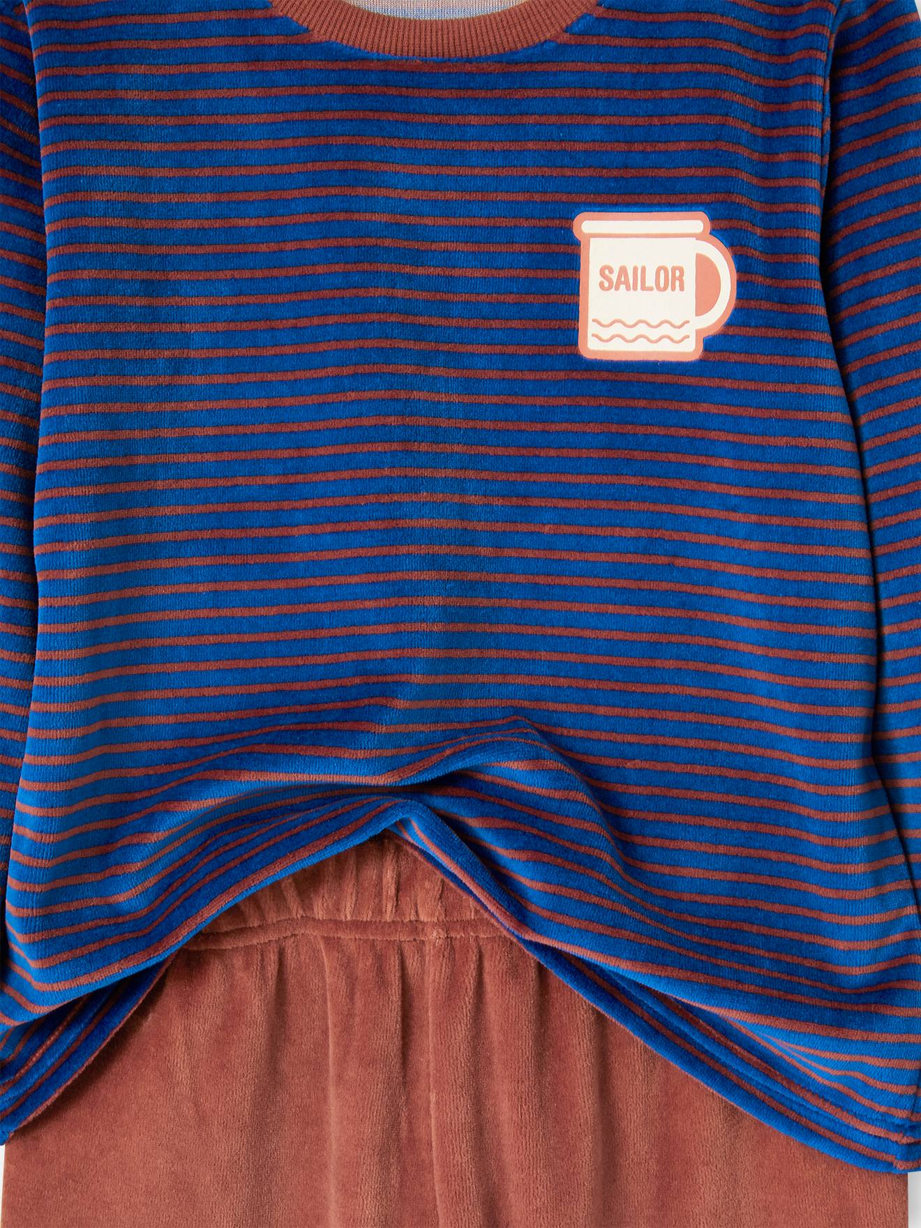 Lot de 2 pyjamas baleines en velours garçon bleu roi