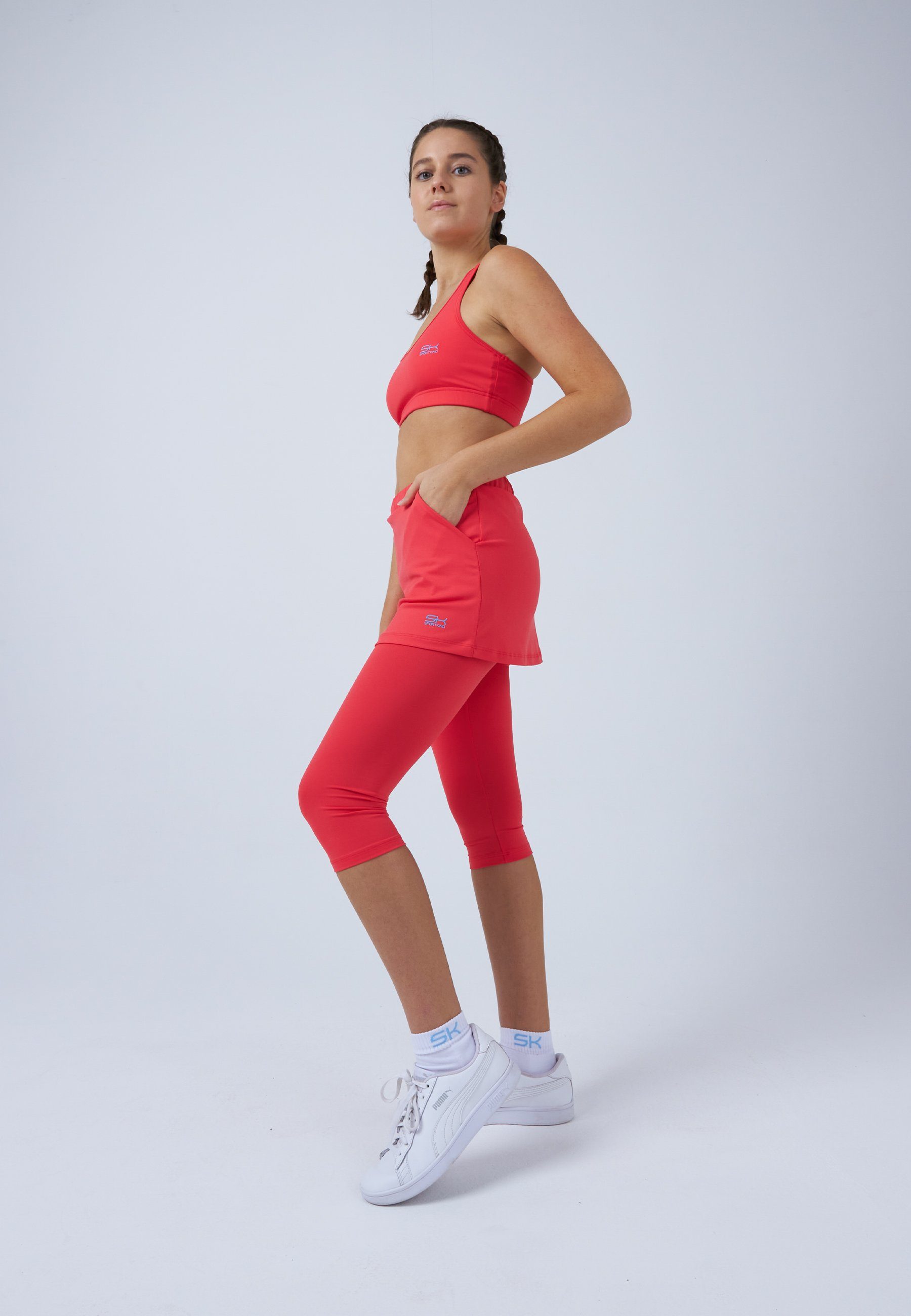 SPORTKIND Tennisrock 2-in-1 Skapri Rock mit Leggings Mädchen & Damen pfirsich