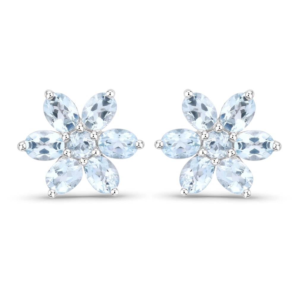 Rafaela Donata Boucles doreilles Fleur Argent sterling Topaz bleu en Argent Bijoux