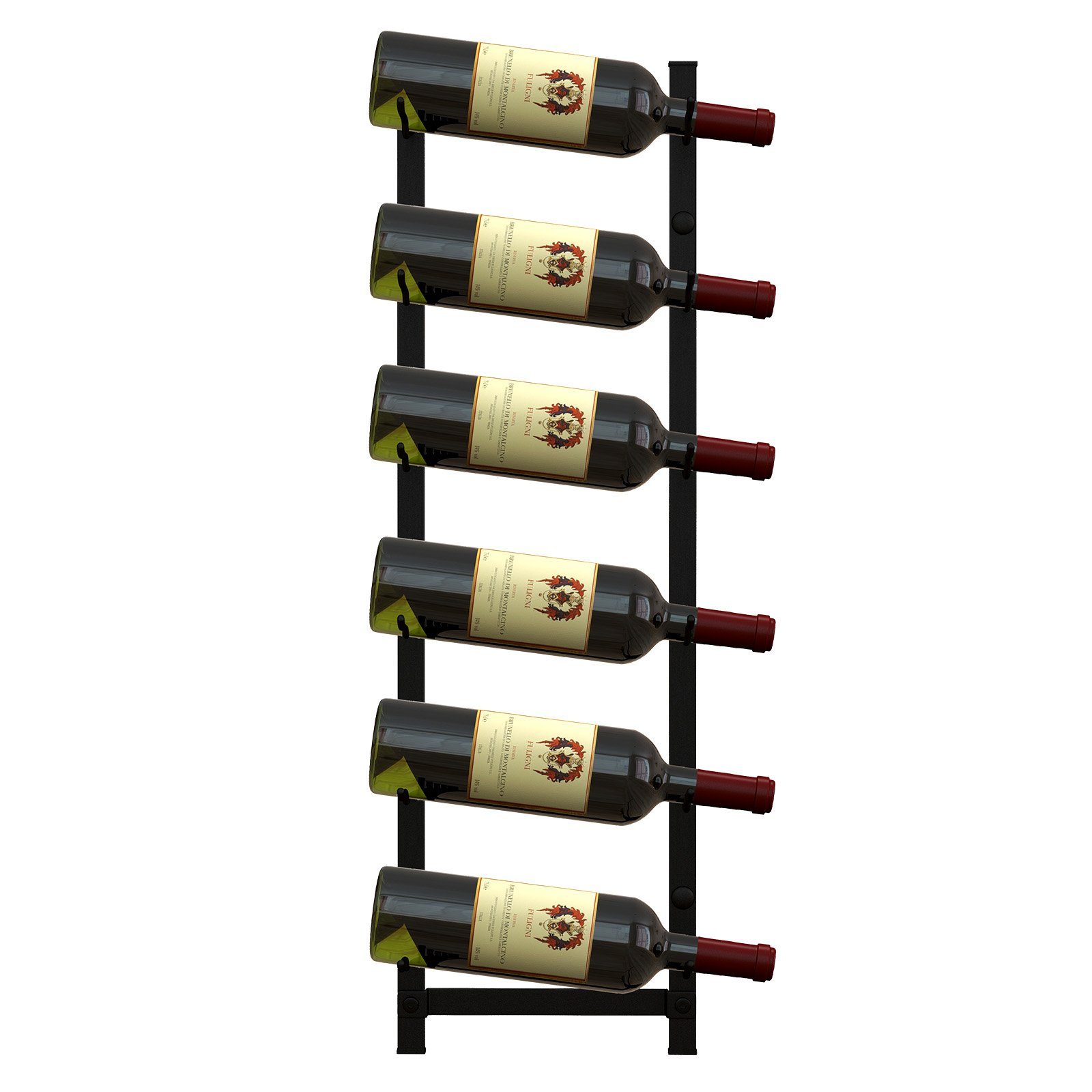 COSTWAY Weinregal, Wand, Metall, für 6 Flaschen, Industrial, 13,5x22x73cm