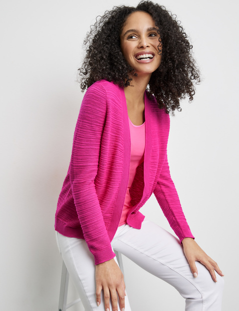 Offene Strickjacke aus Baumwoll-Leinen