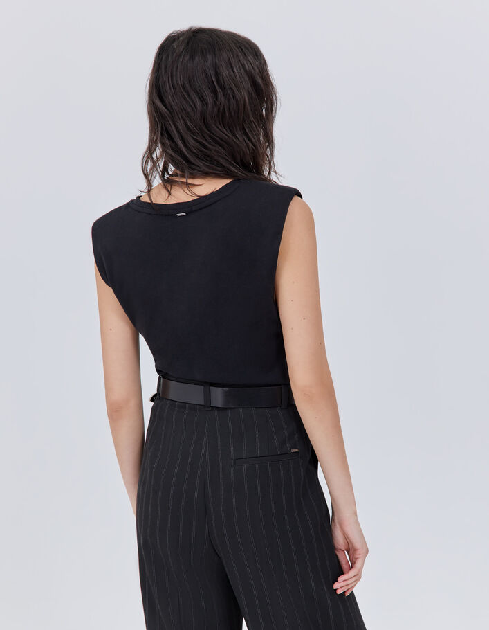 Tee-shirt noir effet corset Femme