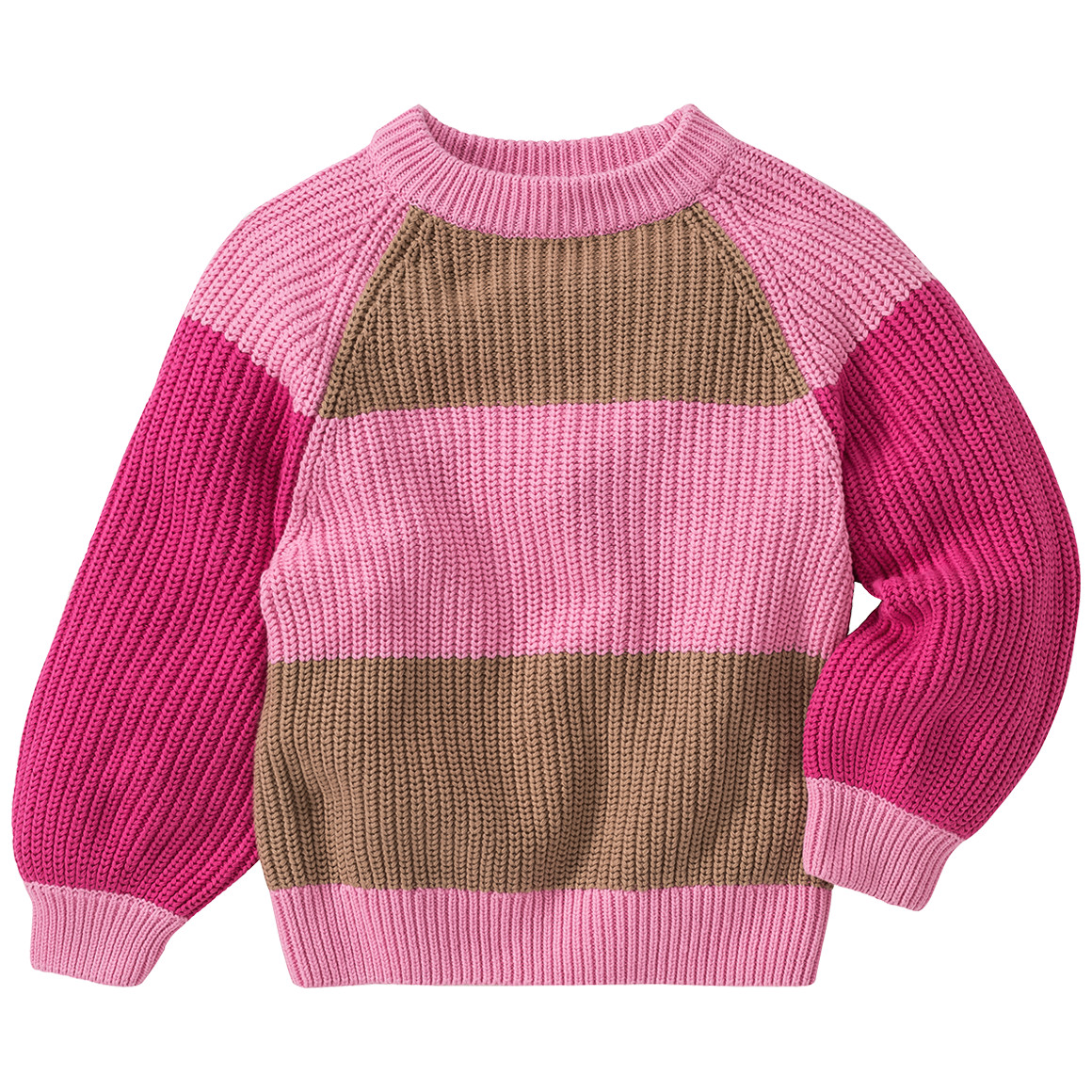 Mädchen Strickpullover mit Farbteilern