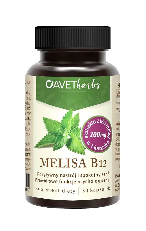 Avet žolelių citrinmelisos vitaminas B12, 30 kapsulių
