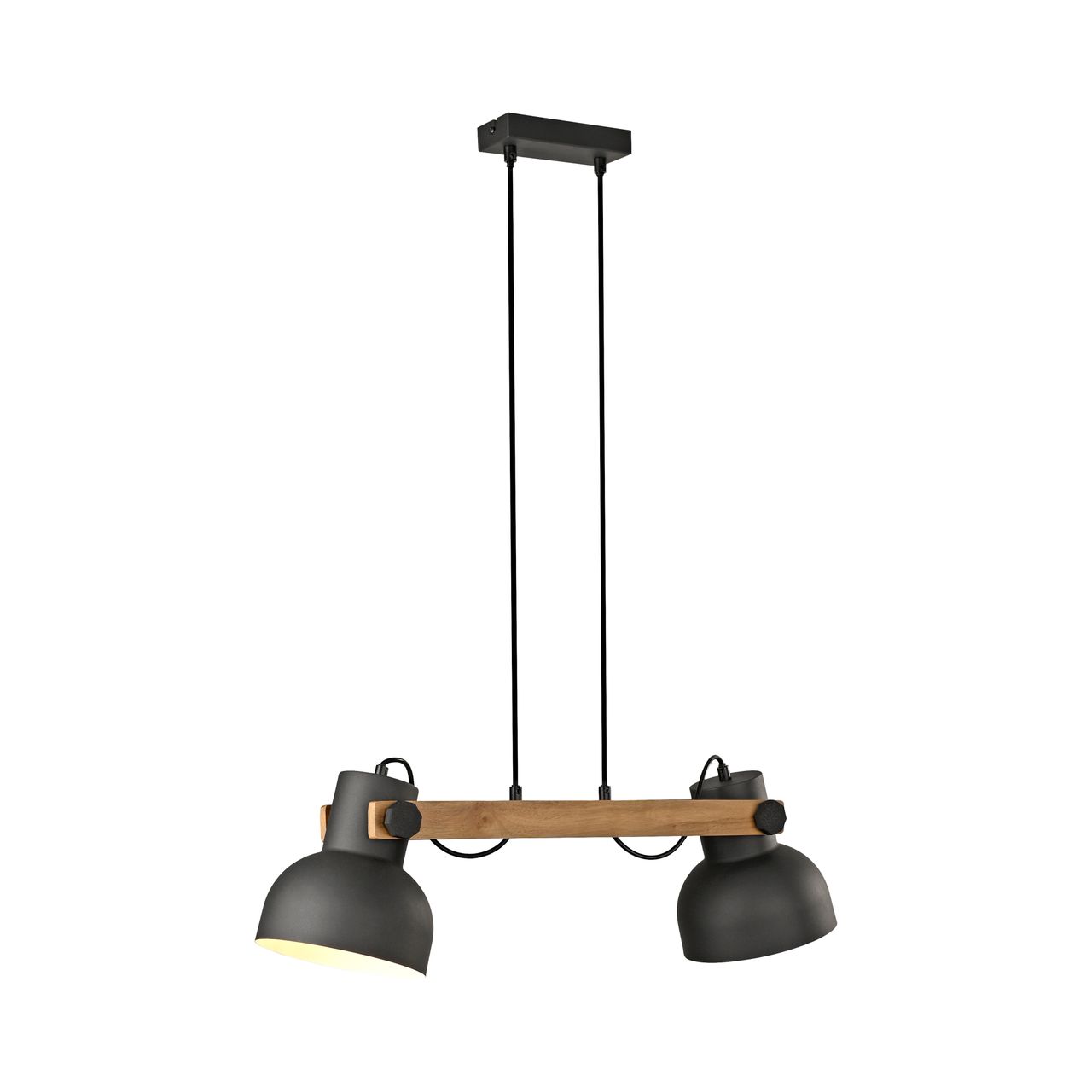 JUST LIGHT Pendelleuchte CUP 2.0, 2xE27 max. 60Watt exkl., höhenverstellbar, IP20, Schwarz