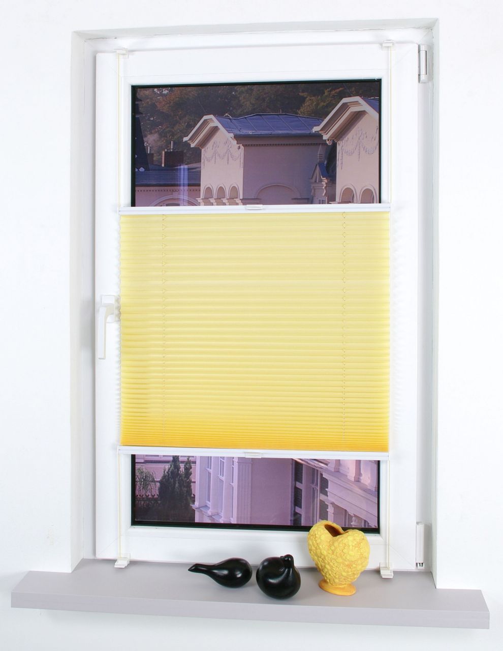 Bella Casa Klemmfix-Plissee verspannt, 150 x 100 cm, Lemon Yellow