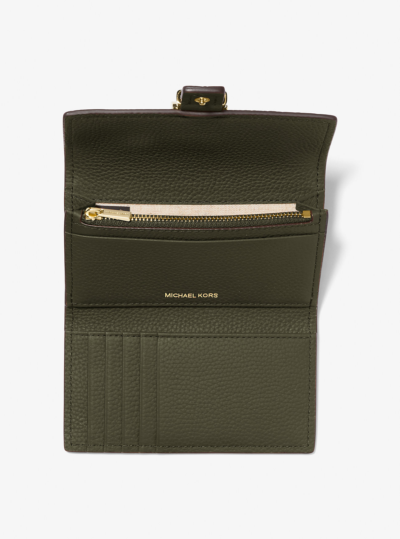 Nolita Medium Pebbled Leather Tri-Bold Lommebok - IVY