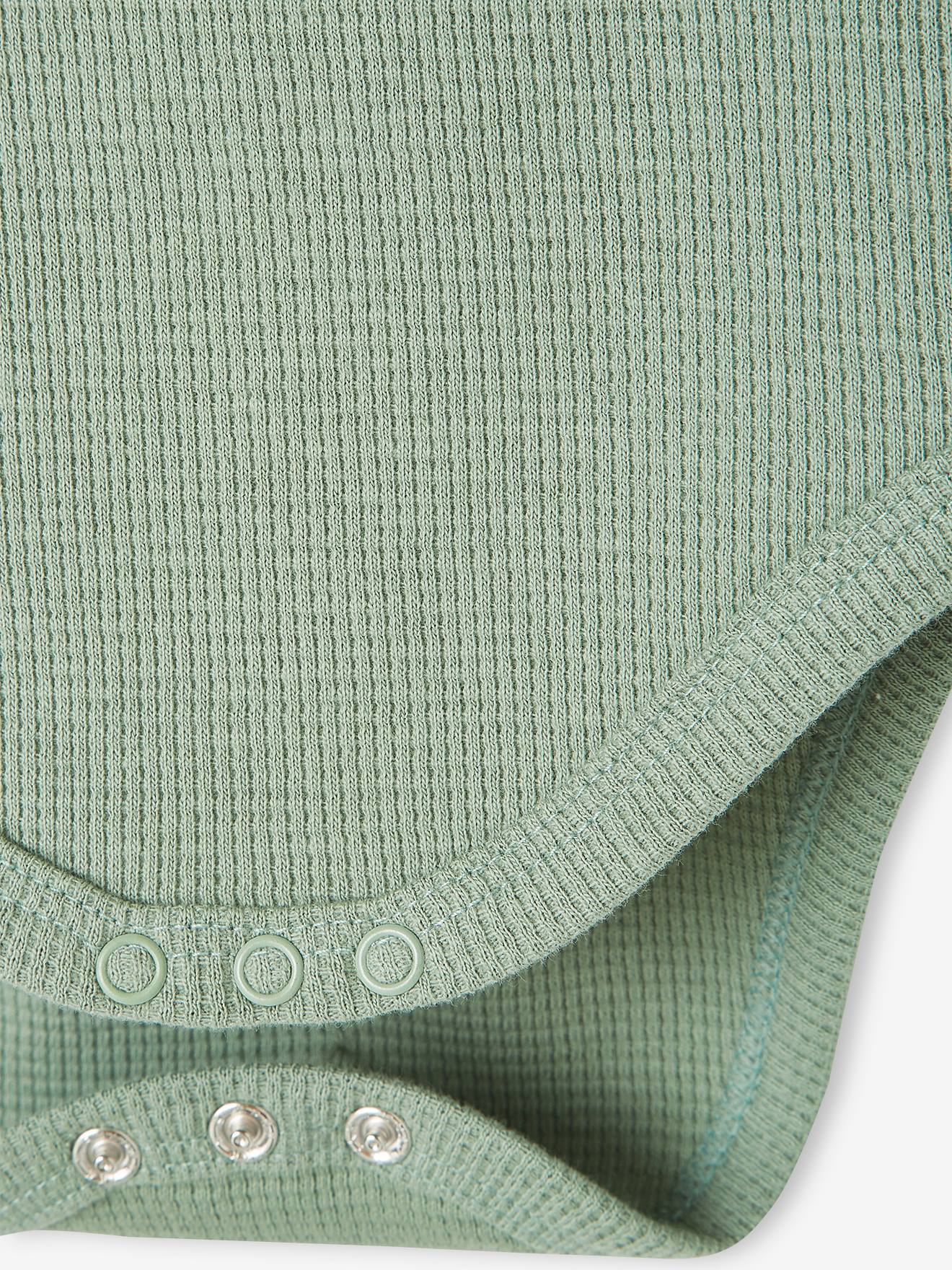 Lot de 2 bodies manches longues bébé maille nid d'abeille bleu nuit