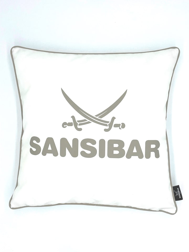 Sansibar Outdoor-Kissen mit Füllung in Offwhite/Taupe, 45x45 cm günstig kaufen 45x45 cm