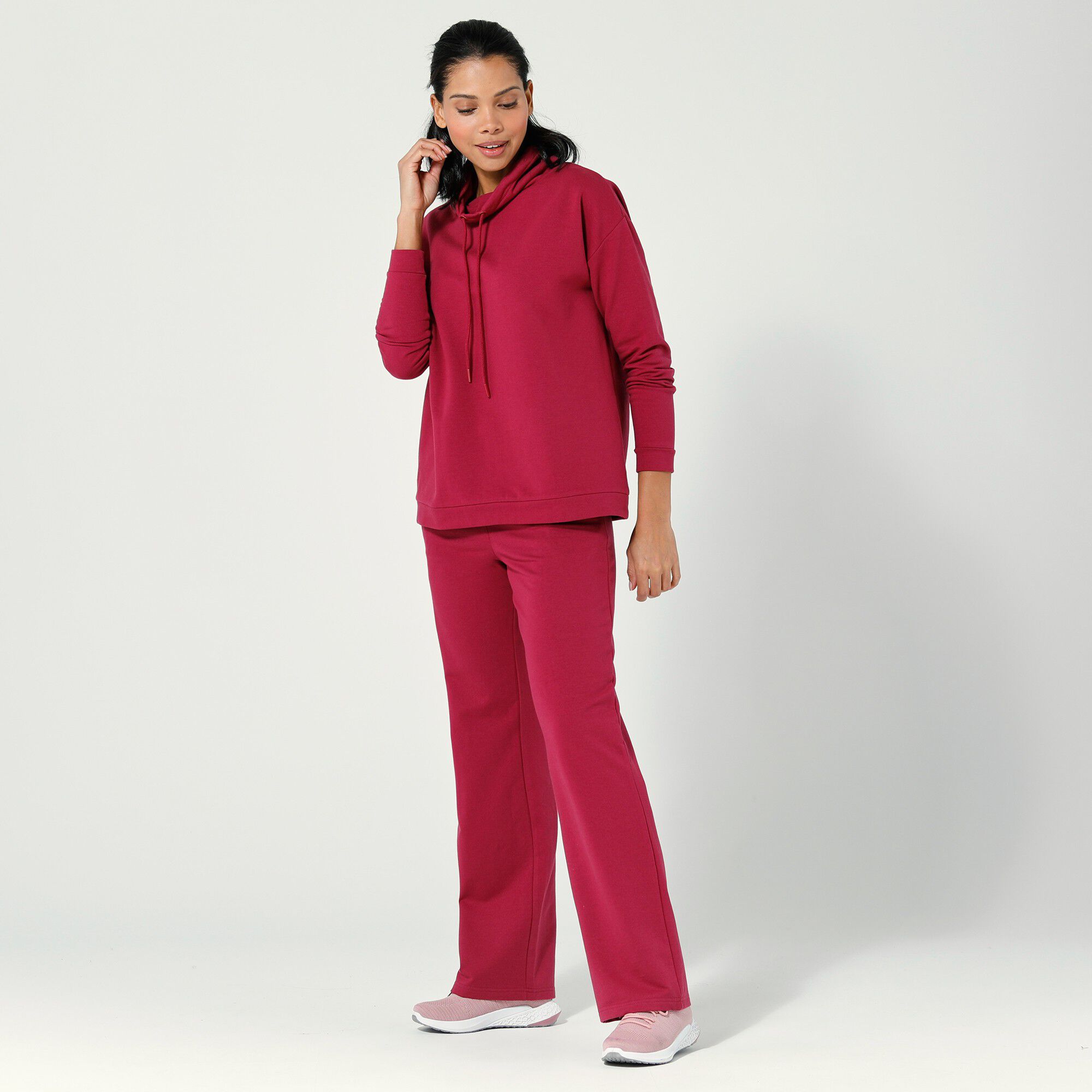 Pantalon coupe large molleton taille élastiquée