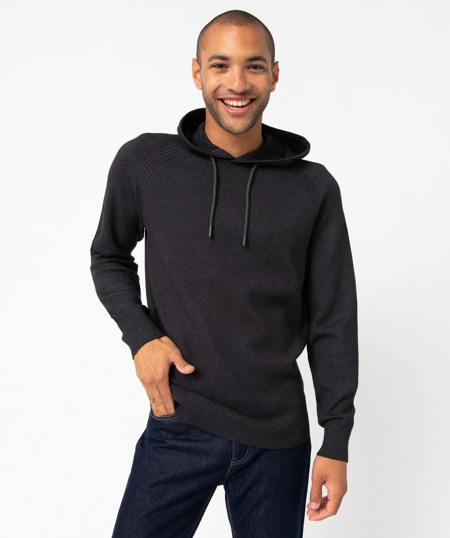 Pull homme à capuche esprit sweat gris fonce | GEMO