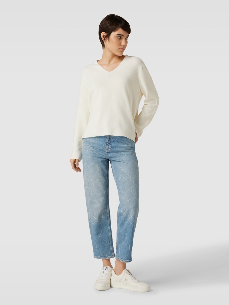 Jeans mit Motiv-Print in hellblau