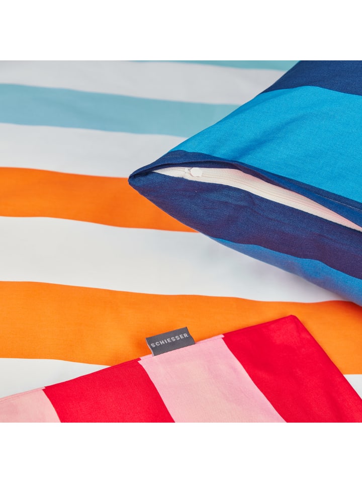 Schiesser Renforcé-Bettwäscheset Happy Stripe in Türkis günstig kaufen 135 x 200 cm