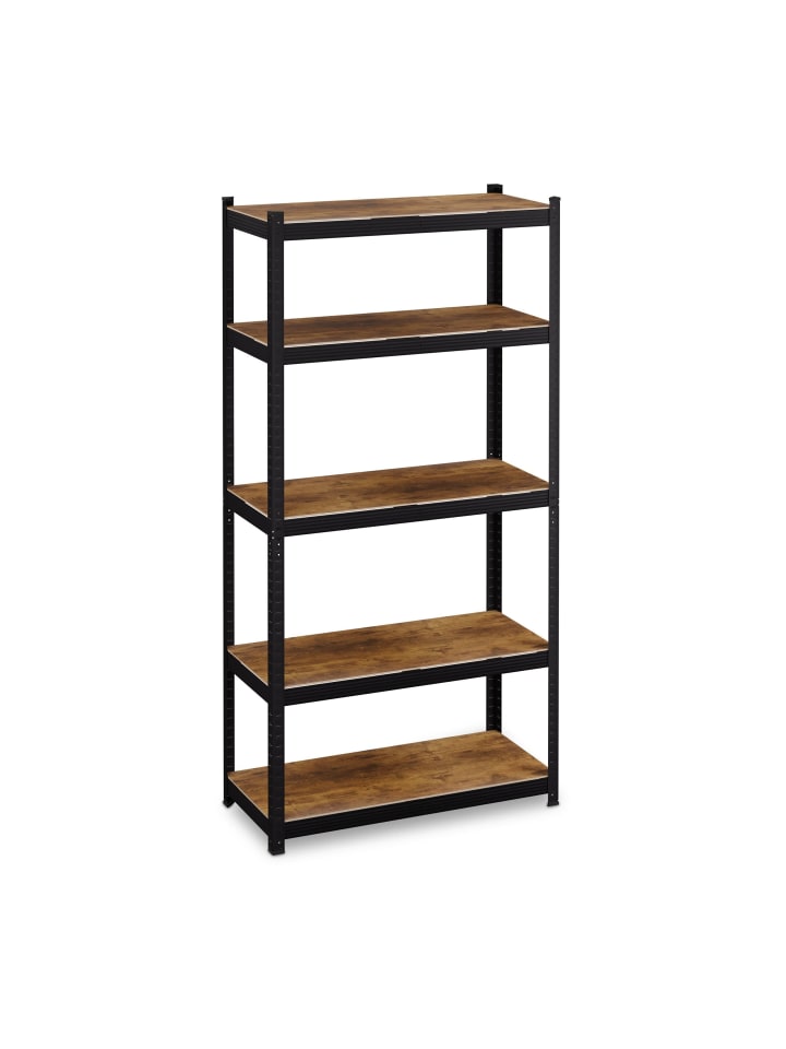 relaxdays Schwerlastregal in Schwarz/ Braun - (B)90 x (H)180 x (T)40 cm günstig kaufen onesize