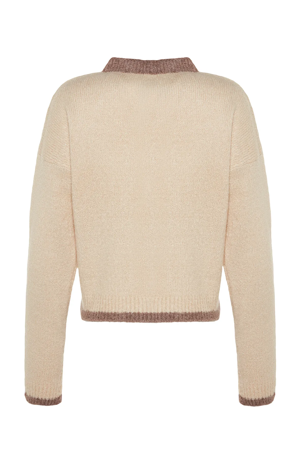 Trendyol Collection  Strickjacke aus Bouclégarn in Stein TWOAW24HI00317