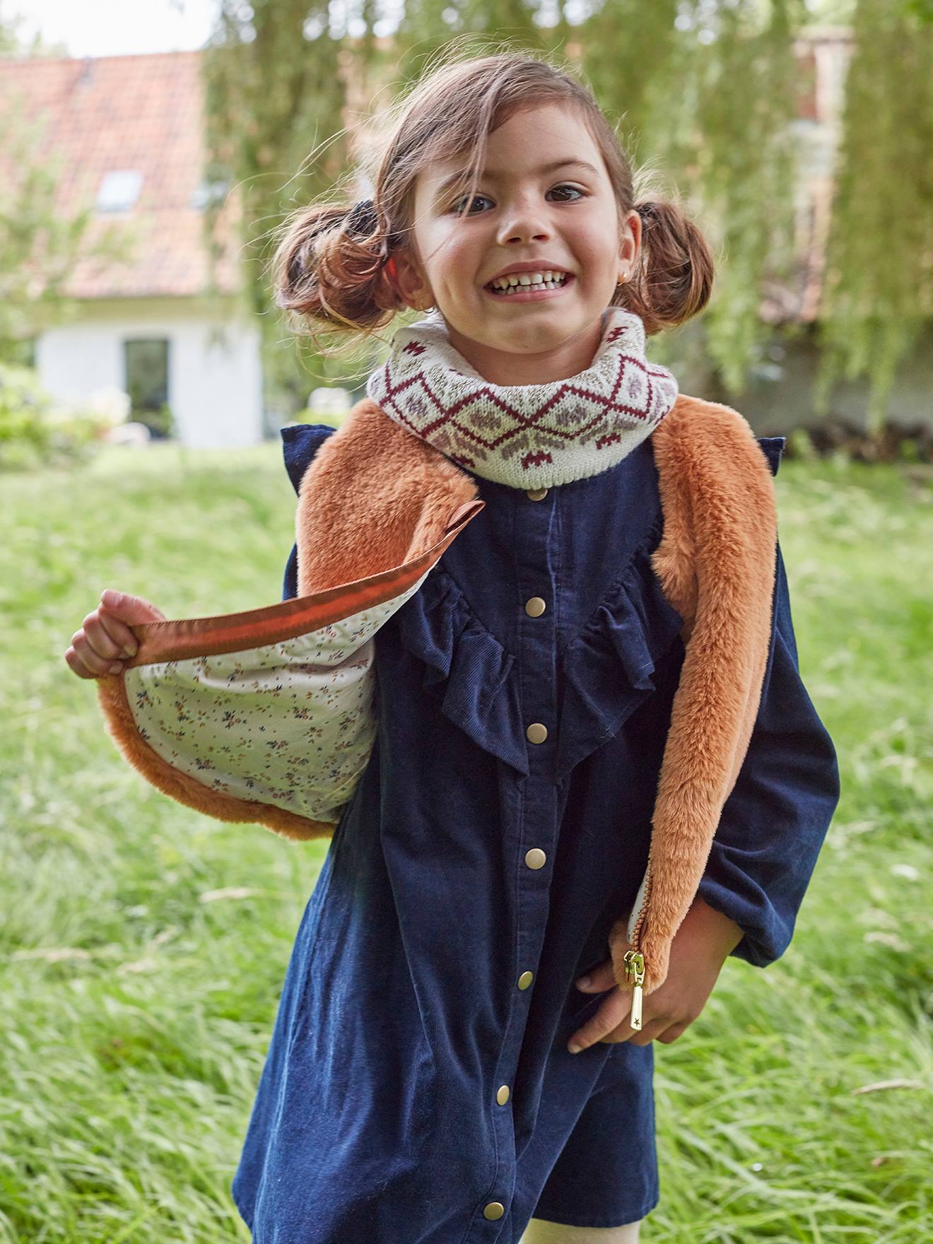 Ensemble fille bonnet + snood + gants jacquard écru