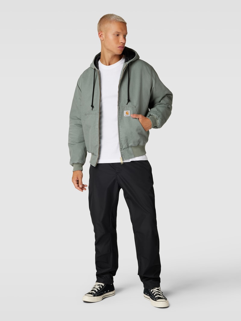 Jacke mit Label-Patch Modell 'ACTIVE' in olivgrün