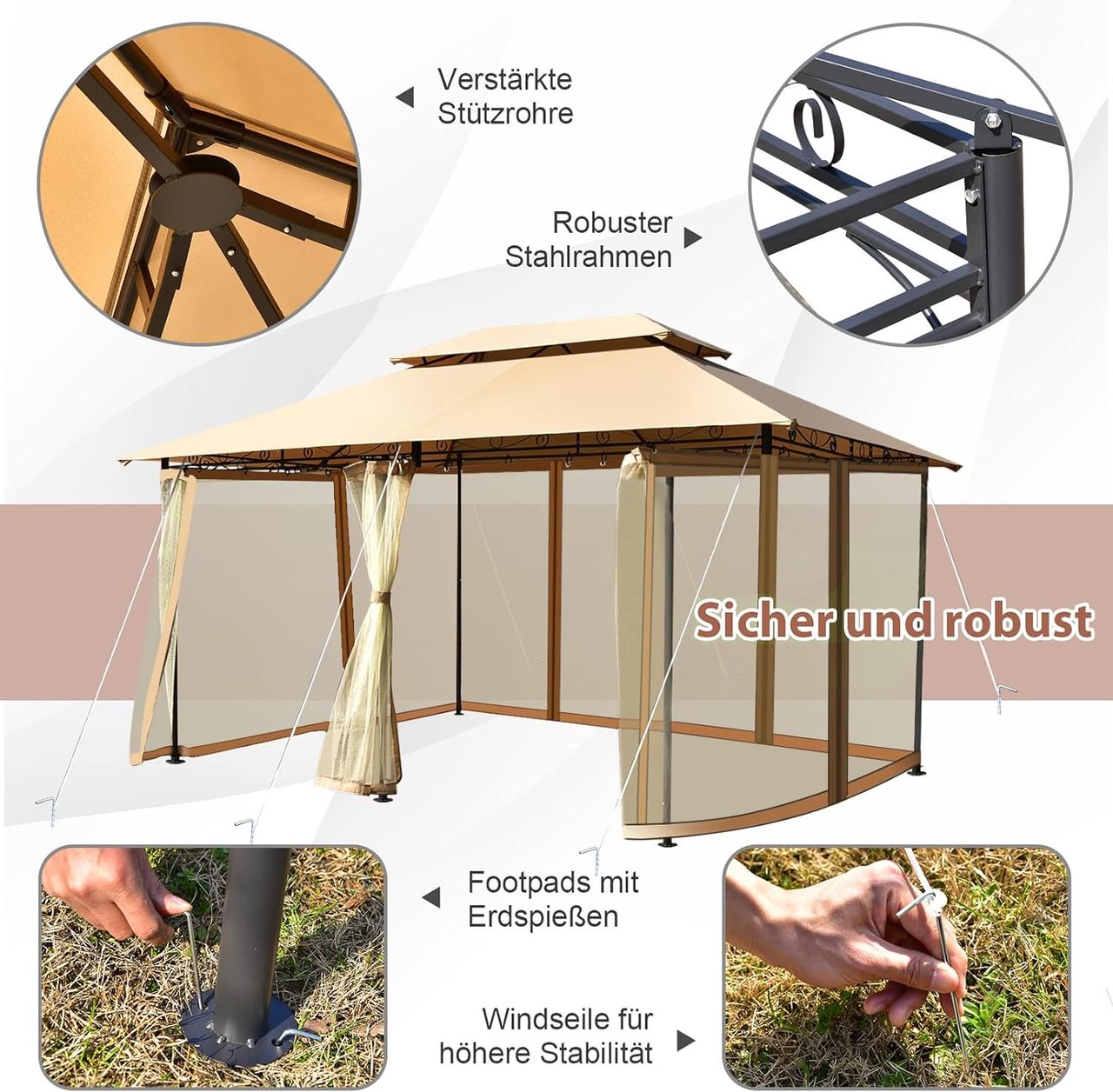 Costway COSTWAY Pavillon Metall 3x4m