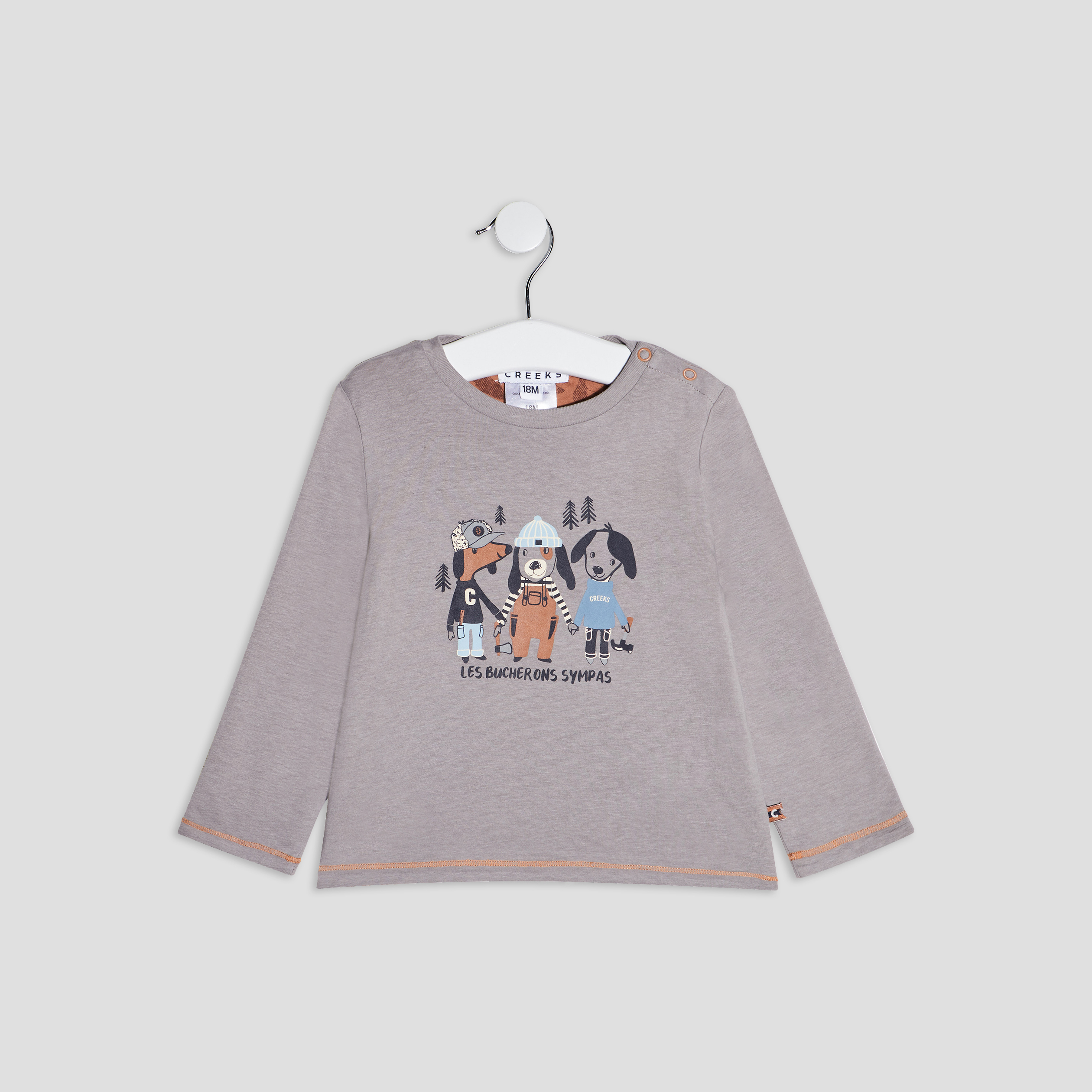 T-shirt manches longues gris bébé garçon | La Halle