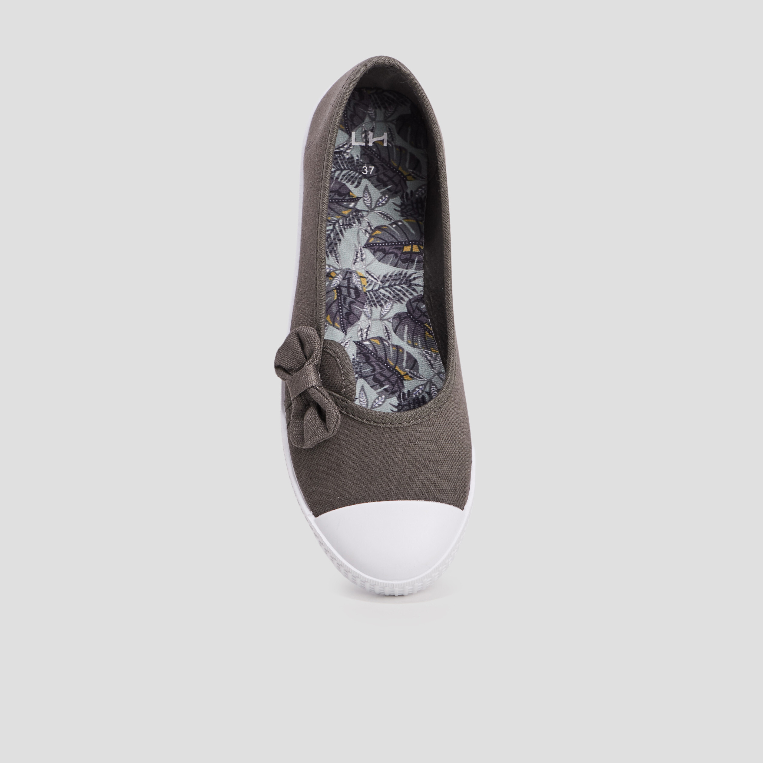 Ballerines en toile avec noeuds taupe femme | La Halle