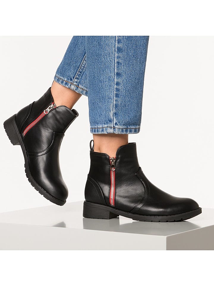 Inselhauptstadt Nappa Look Stiefelette Mit Kontrast-paspel, Easy Entry Zipper Klassische... günstig kaufen 39