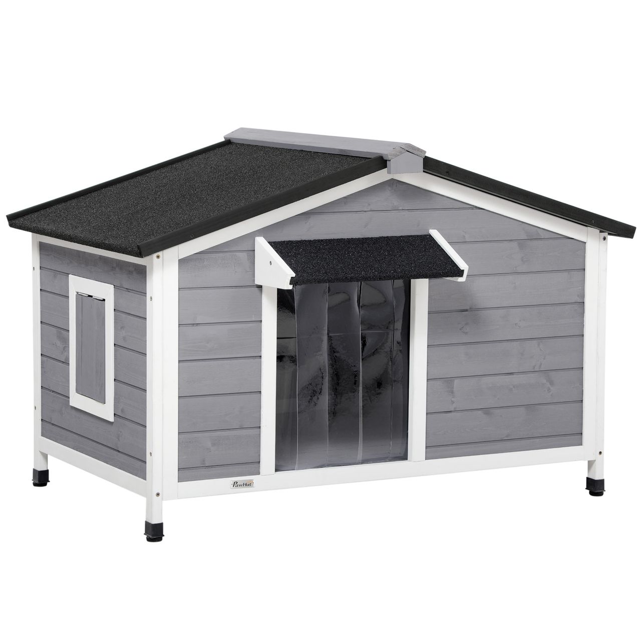 PawHut Hundehütte, Tannenholz, Hundehaus mit Asphaltdach, Outdoor, Wetterfeste