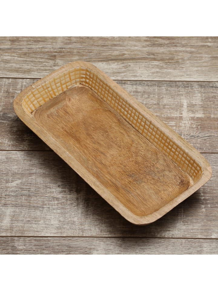MARELIDA Dekoschale aus Mangoholz in terracotta/weiß - L: 40cm günstig kaufen onesize
