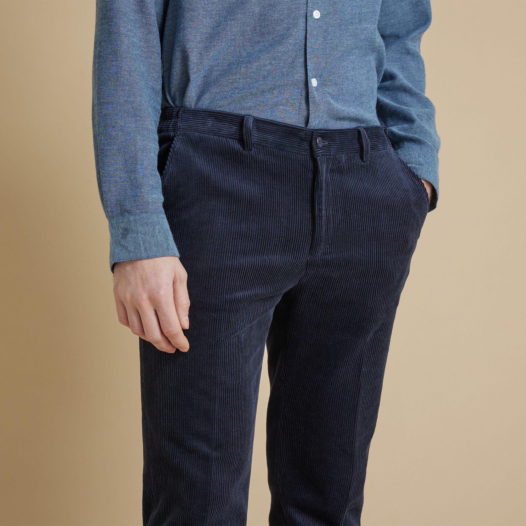 Pantalon velours taille élastiquée sans pince