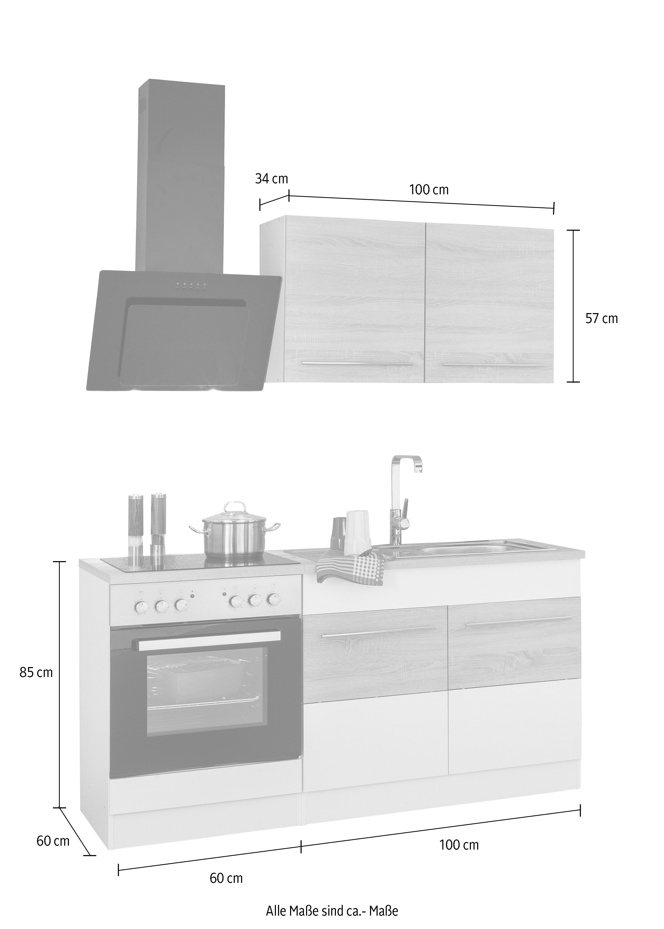 HELD MÖBEL Küchenzeile Trient, mit E-Geräten, Breite 160 cm
