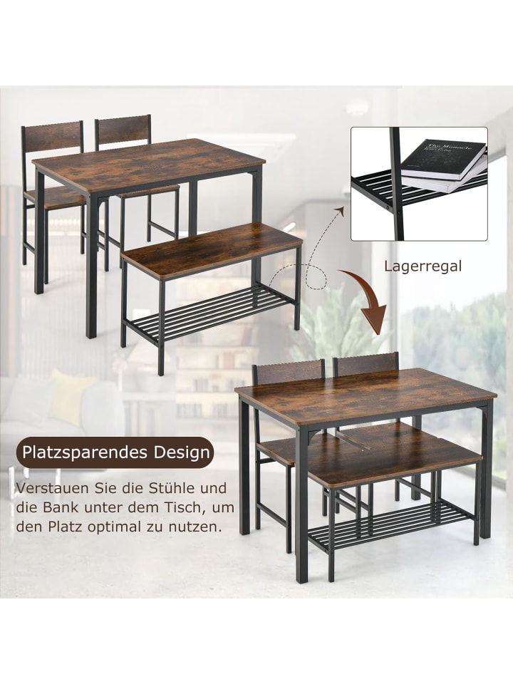 COSTWAY Esstisch Set 4-teilig in Braun günstig kaufen onesize
